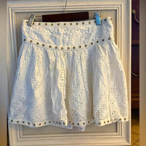 Le Portissol Mini Skirt in White Cotton Cutwork Lace Size 2 (M) Place Nationale